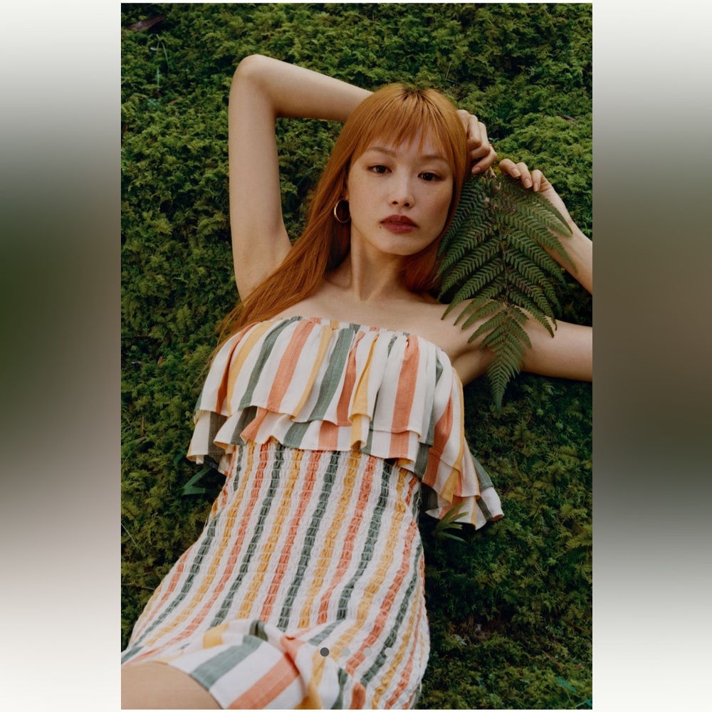 By Anthropologie Strapless Smocked Dress